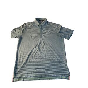 RLX Ralph Lauren Men's L Striped Golf Polo Shirt Blue Green Performance